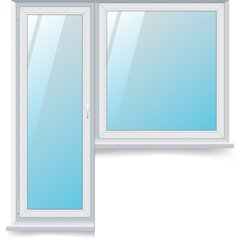 Балконний блок Salamander 82 MD, двері 700х2100, вікно 800х1100, двокамерний теплозберігаючий склопакет, білий