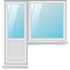 Балконный блок Salamander 82 MD, двери 700х2100, окно 800х1100, двухкамерный теплосберегающий стеклопакет, белый