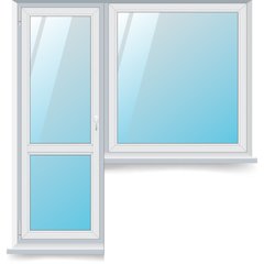 Балконний блок Salamander 82 MD, двері 700х2100, вікно 800х1100, двокамерний теплозберігаючий склопакет, білий